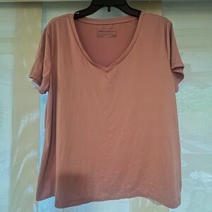 Eddie Brauer Casual Pink V-Neck Top